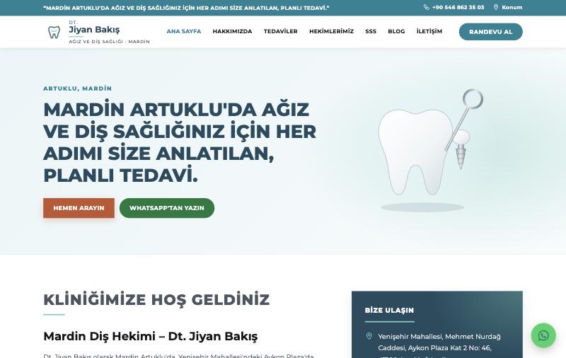 Dt. Jiyan Bakış web sitesinin ana sayfası